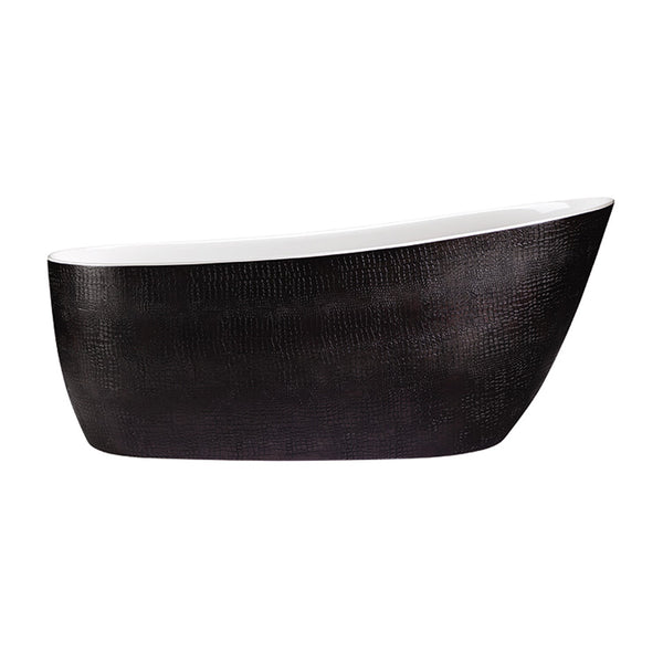 Bain autoportant ovale noir texture peau de crocodile 68''
