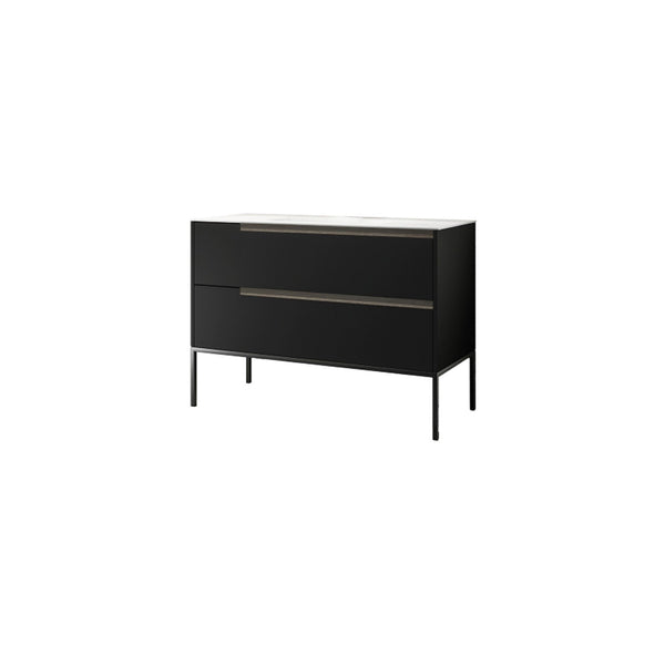 VANITÉ SUR PATTES 2 TIROIRS NOIR MAT 48"