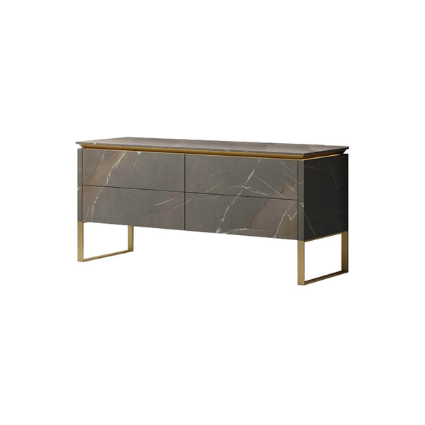 VANITÉ SUR PATTES 4 TIROIRS EFFET MARBRE GRIS 72''