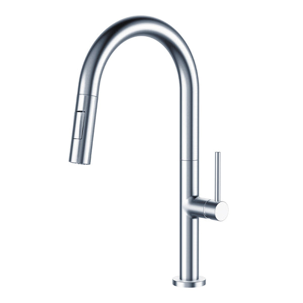 Robinet de cuisine à bec rétractable double jet fini chrome