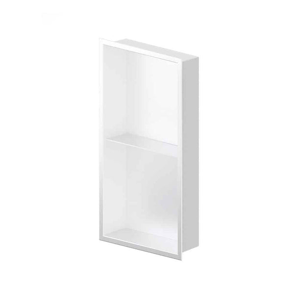 Niche de douche fini blanc mat avec étagère 12"X24"