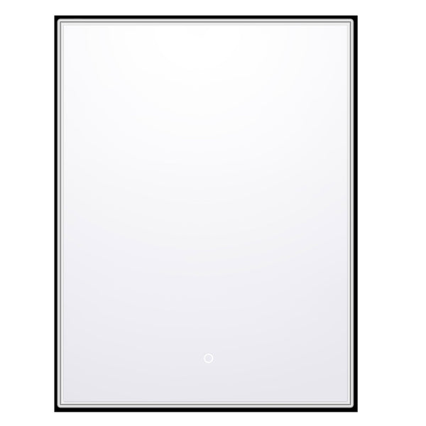 Miroir rectangulaire 24''X32'' avec cadre noir mat et lumières DEL