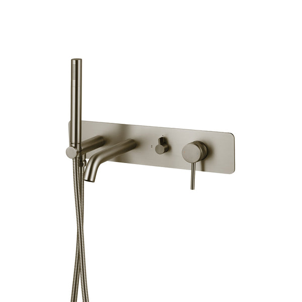 Robinet de baignoire arrondi à fixation murale fini nickel brossé