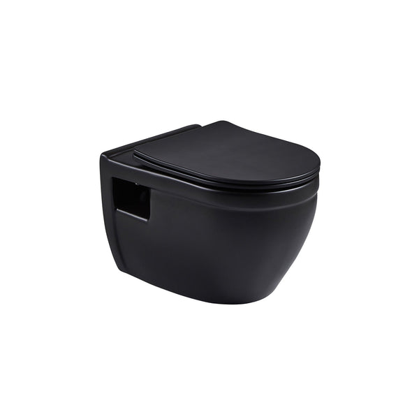 Toilette murale, double chasse, noir mat