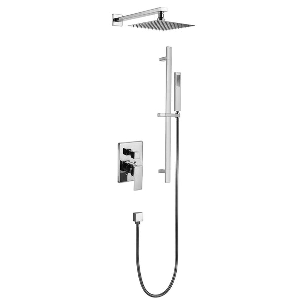 Kit de douche:douche pluie et douchette en chrome
